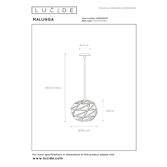 lampa wisząca MALUNGA 21415/25/31 Lucide | Sklep z lampami lampa wisząca MALUNGA 21415/25/31 Lucide | Sklep z lampami