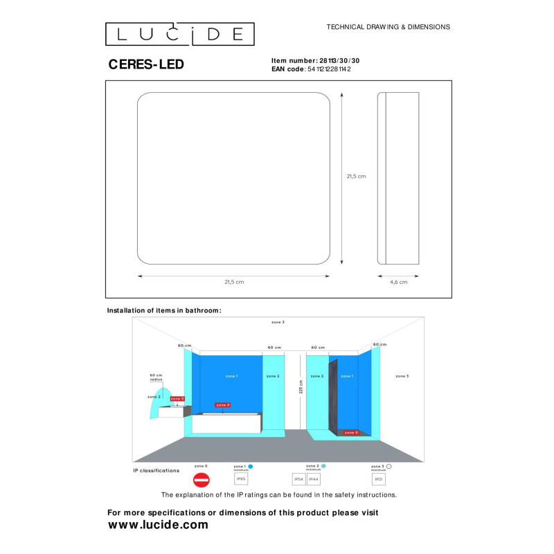 lampa CERES-LED 28113/30/30 Lucide | Sklep z lampami lampa CERES-LED 28113/30/30 Lucide | Sklep z lampami