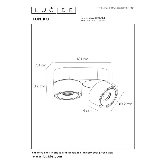 spot YUMIKO 35911/16/30 Lucide | Sklep z lampami spot YUMIKO 35911/16/30 Lucide | Sklep z lampami