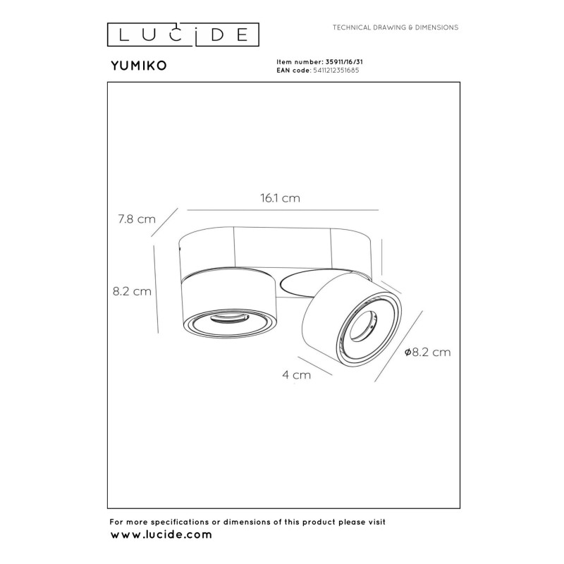 spot YUMIKO 35911/16/31 Lucide | Sklep z lampami spot YUMIKO 35911/16/31 Lucide | Sklep z lampami