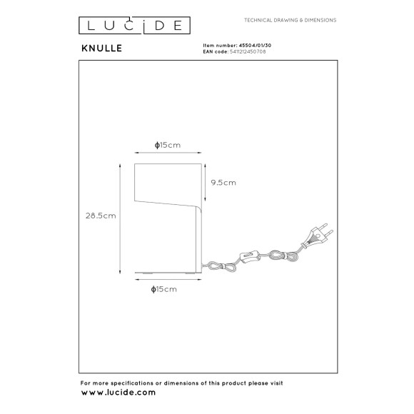 lampa stołowa KNULLE 45504/01/30 Lucide | Sklep z lampami