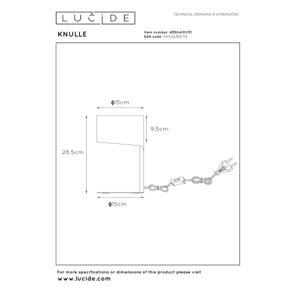 lampa stołowa KNULLE 45504/01/31 Lucide | Sklep z lampami