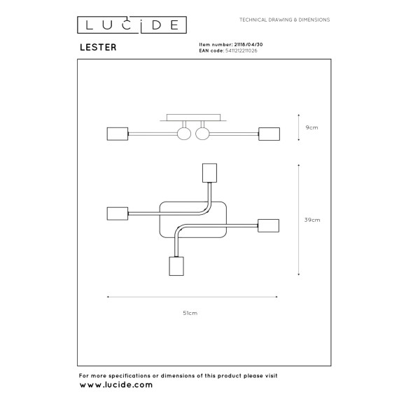lampa sufitowa LESTER 21118/04/30 Lucide | Sklep z lampami lampa sufitowa LESTER 21118/04/30 Lucide | Sklep z lampami