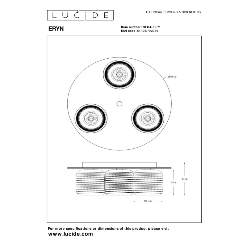 lampa sufitowa ERYN 70184/03/11 Lucide | Sklep z lampami lampa sufitowa ERYN 70184/03/11 Lucide | Sklep z lampami