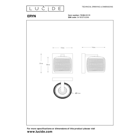kinkiet ERYN 70284/01/11 Lucide | Sklep z lampami kinkiet ERYN 70284/01/11 Lucide | Sklep z lampami