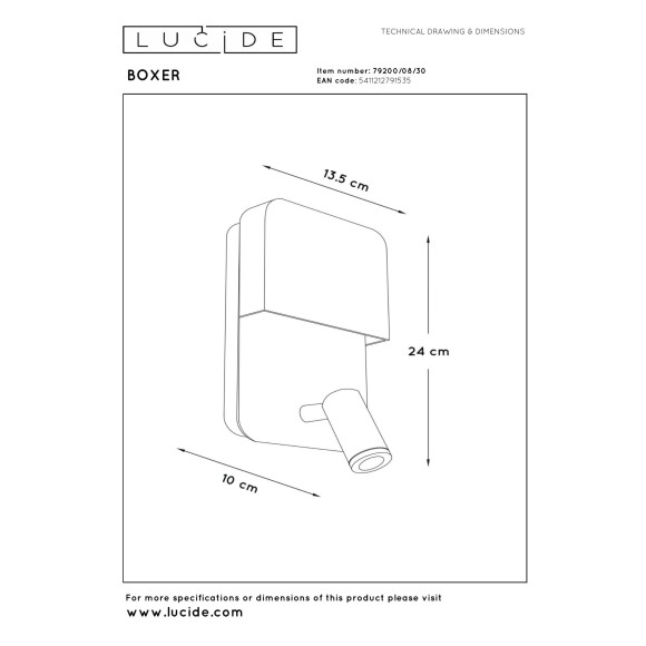 kinkiet BOXER 79200/08/30 Lucide | Sklep z lampami kinkiet BOXER 79200/08/30 Lucide | Sklep z lampami