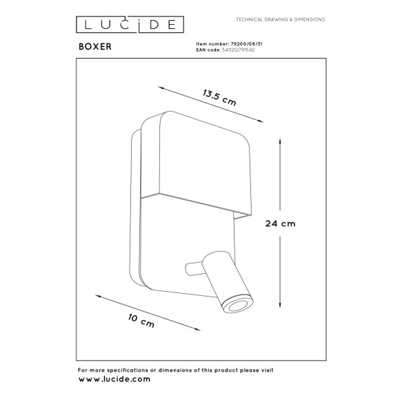 kinkiet BOXER 79200/08/31 Lucide | Sklep z lampami kinkiet BOXER 79200/08/31 Lucide | Sklep z lampami