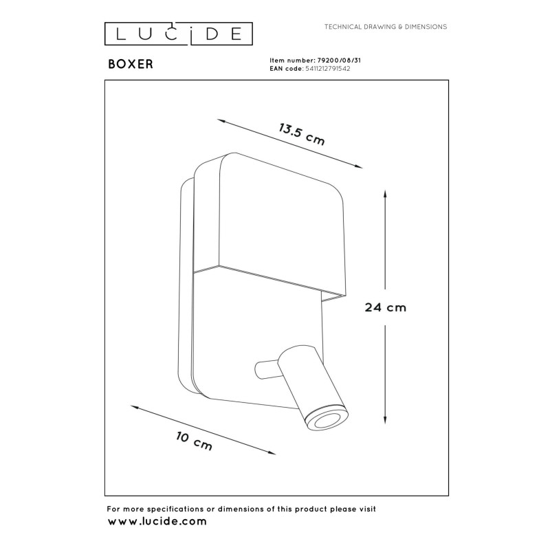 kinkiet BOXER 79200/08/31 Lucide | Sklep z lampami kinkiet BOXER 79200/08/31 Lucide | Sklep z lampami