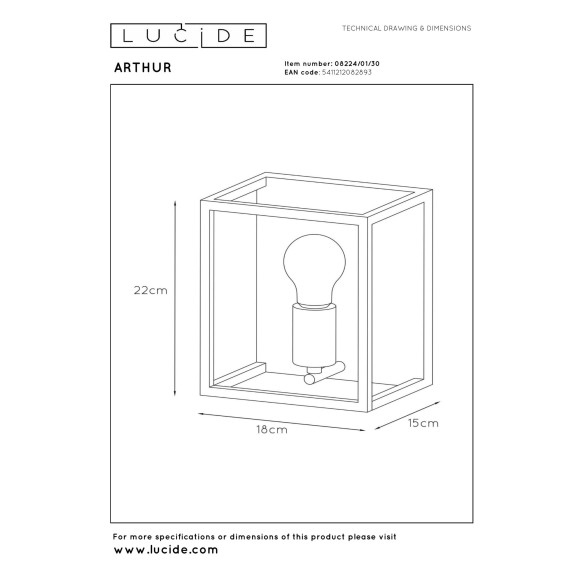 kinkiet ARTHUR 08224/01/30 Lucide | Sklep z lampami kinkiet ARTHUR 08224/01/30 Lucide | Sklep z lampami