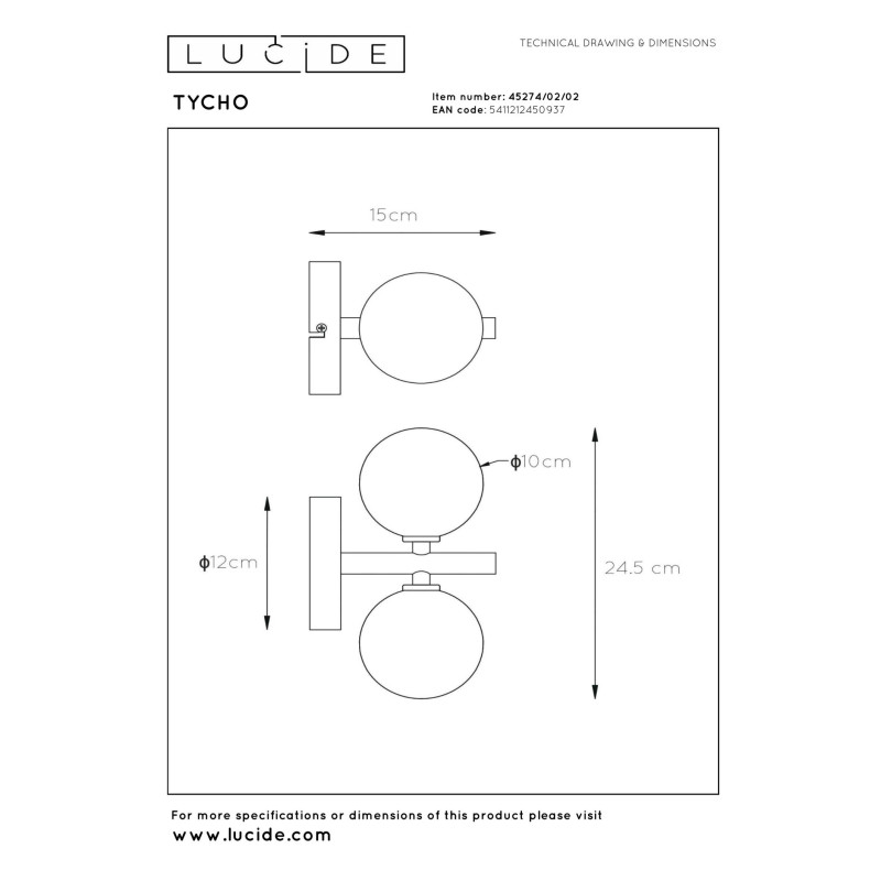 kinkiet TYCHO 45274/02/02 Lucide | Sklep z lampami
