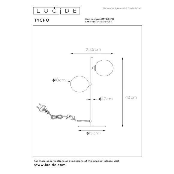 lampa stołowa TYCHO 45574/02/02 Lucide | Sklep z lampami lampa stołowa TYCHO 45574/02/02 Lucide | Sklep z lampami