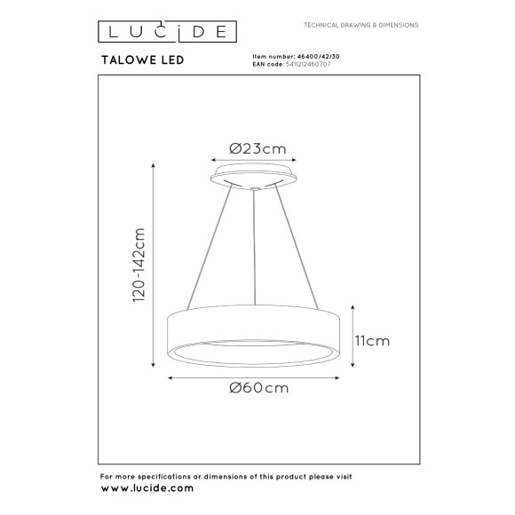 lampa wisząca TALOWE LED 46400/42/30 Lucide | Sklep z lampami lampa wisząca TALOWE LED 46400/42/30 Lucide | Sklep z lampami