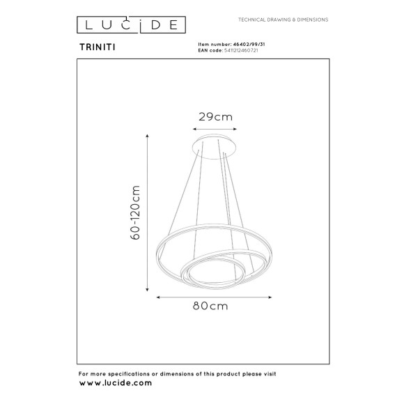 lampa wisząca TRINITI 46402/99/31 Lucide | Sklep z lampami
