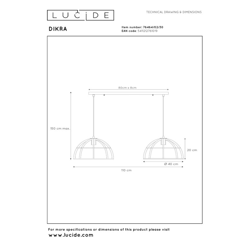 lampa wisząca DIKRA 76464/02/30 Lucide | Sklep z lampami lampa wisząca DIKRA 76464/02/30 Lucide | Sklep z lampami