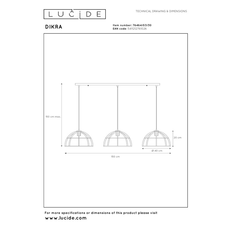 lampa wisząca DIKRA 76464/03/30 Lucide | Sklep z lampami lampa wisząca DIKRA 76464/03/30 Lucide | Sklep z lampami