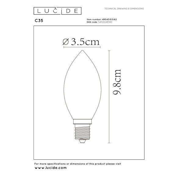 lampa LED BULB 49043/03/62 Lucide | Sklep z lampami lampa LED BULB 49043/03/62 Lucide | Sklep z lampami