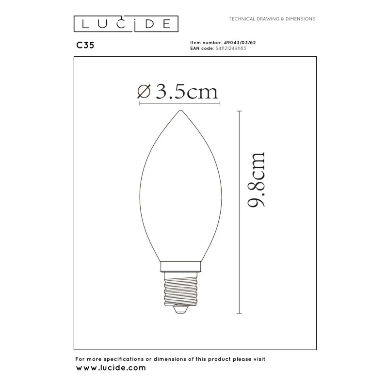 lampa LED BULB 49043/03/62 Lucide | Sklep z lampami lampa LED BULB 49043/03/62 Lucide | Sklep z lampami