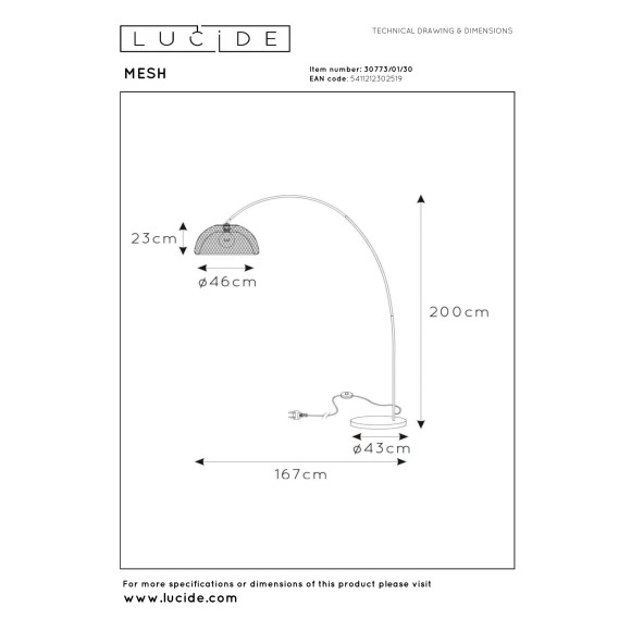 lampa podłogowa MESH 30773/01/30 Lucide | Sklep z lampami lampa podłogowa MESH 30773/01/30 Lucide | Sklep z lampami