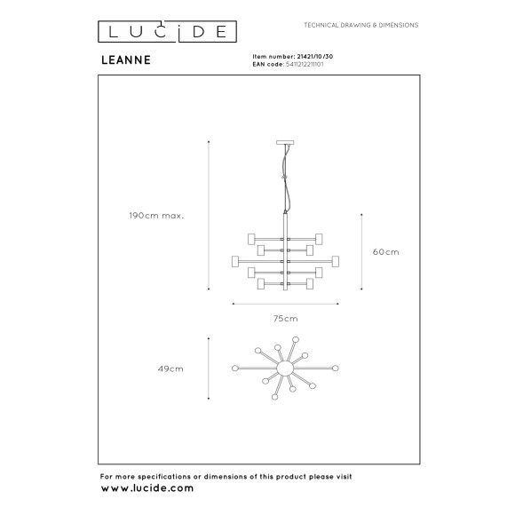 lampa wisząca LEANNE 21421/10/30 Lucide | Sklep z lampami lampa wisząca LEANNE 21421/10/30 Lucide | Sklep z lampami