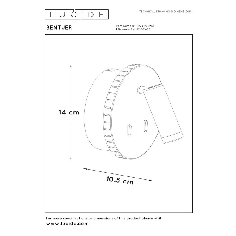 kinkiet BENTJER 79201/09/31 Lucide | Sklep z lampami kinkiet BENTJER 79201/09/31 Lucide | Sklep z lampami