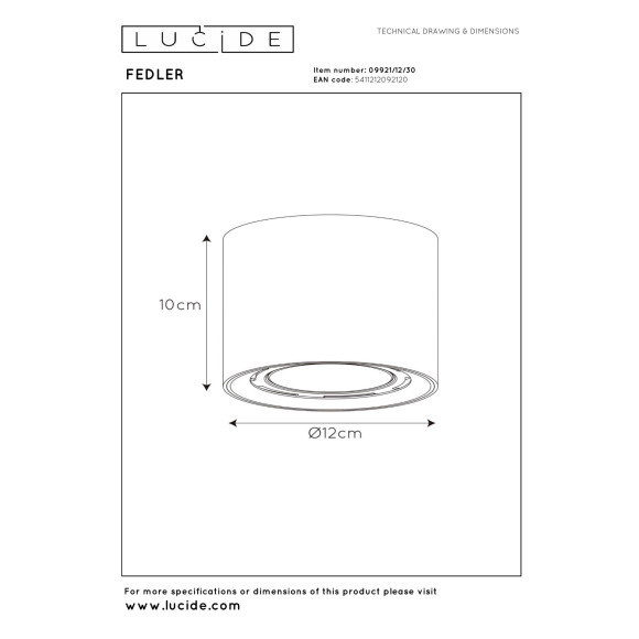 spot FEDLER 09921/12/30 Lucide | Sklep z lampami spot FEDLER 09921/12/30 Lucide | Sklep z lampami