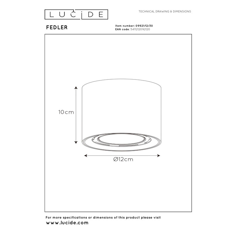spot FEDLER 09921/12/30 Lucide | Sklep z lampami spot FEDLER 09921/12/30 Lucide | Sklep z lampami