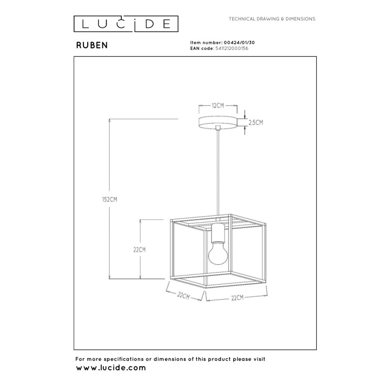 lampa wisząca RUBEN 00424/01/30 Lucide | Sklep z lampami