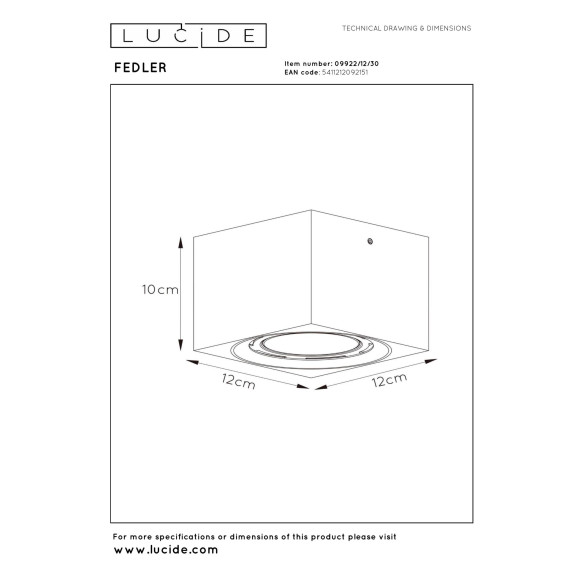 spot FEDLER 09922/12/30 Lucide | Sklep z lampami spot FEDLER 09922/12/30 Lucide | Sklep z lampami