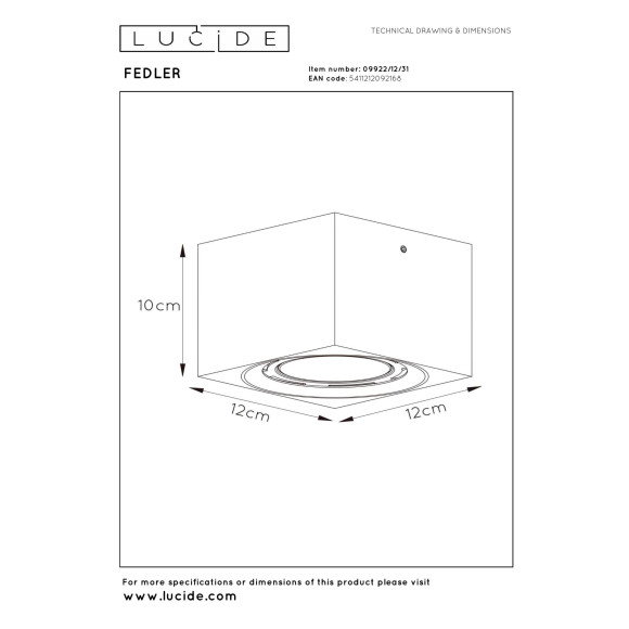 spot FEDLER 09922/12/31 Lucide | Sklep z lampami spot FEDLER 09922/12/31 Lucide | Sklep z lampami