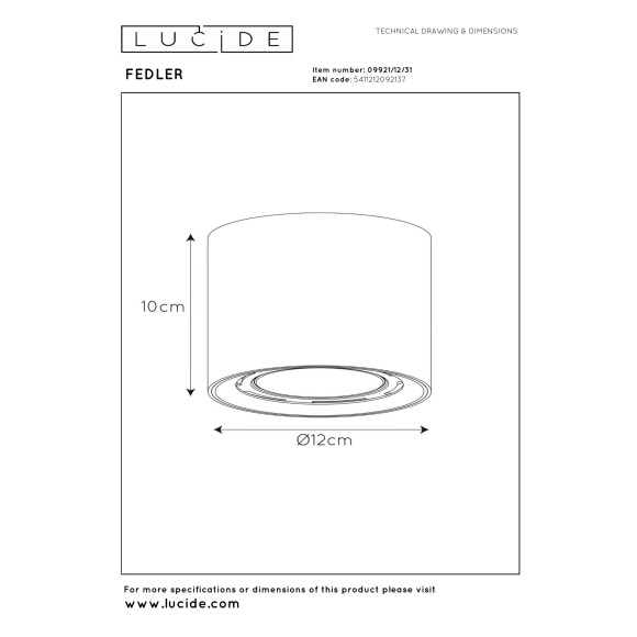 spot FEDLER 09921/12/31 Lucide | Sklep z lampami spot FEDLER 09921/12/31 Lucide | Sklep z lampami
