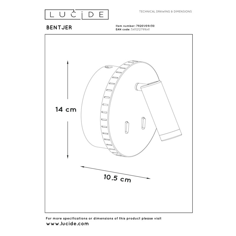kinkiet BENTJER 79201/09/30 Lucide | Sklep z lampami kinkiet BENTJER 79201/09/30 Lucide | Sklep z lampami