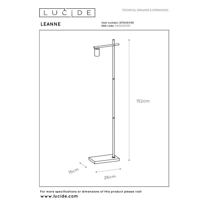 lampa podłogowa LEANNE 21721/01/30 Lucide | Sklep z lampami lampa podłogowa LEANNE 21721/01/30 Lucide | Sklep z lampami