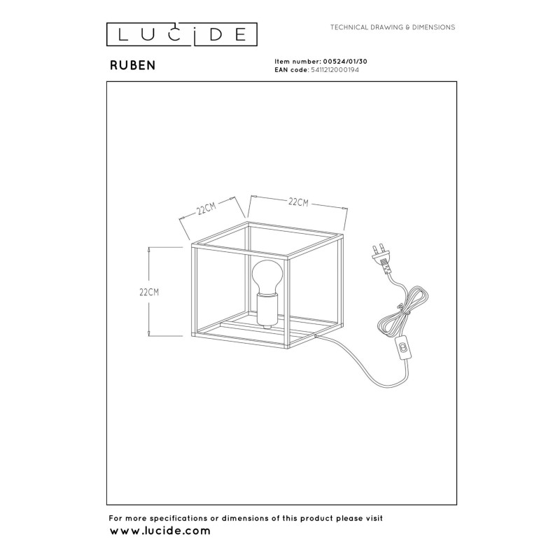 lampa stołowa RUBEN 00524/01/30 Lucide | Sklep z lampami lampa stołowa RUBEN 00524/01/30 Lucide | Sklep z lampami