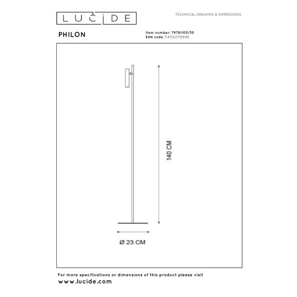 lampa podłogowa PHILON 79781/05/30 Lucide | Sklep z lampami