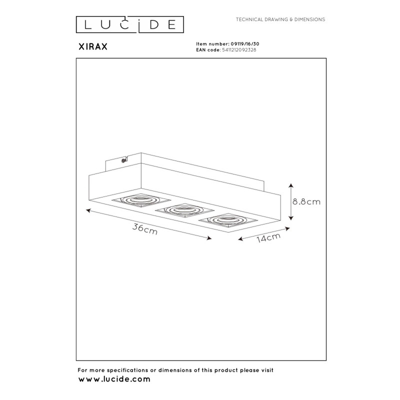 spot XIRAX 09119/16/30 Lucide | Sklep z lampami spot XIRAX 09119/16/30 Lucide | Sklep z lampami