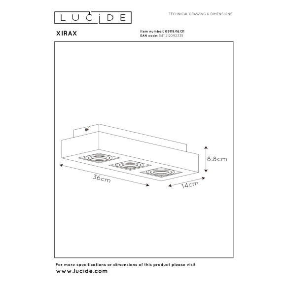 spot XIRAX 09119/16/31 Lucide | Sklep z lampami spot XIRAX 09119/16/31 Lucide | Sklep z lampami