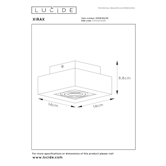 spot XIRAX 09119/06/30 Lucide | Sklep z lampami spot XIRAX 09119/06/30 Lucide | Sklep z lampami
