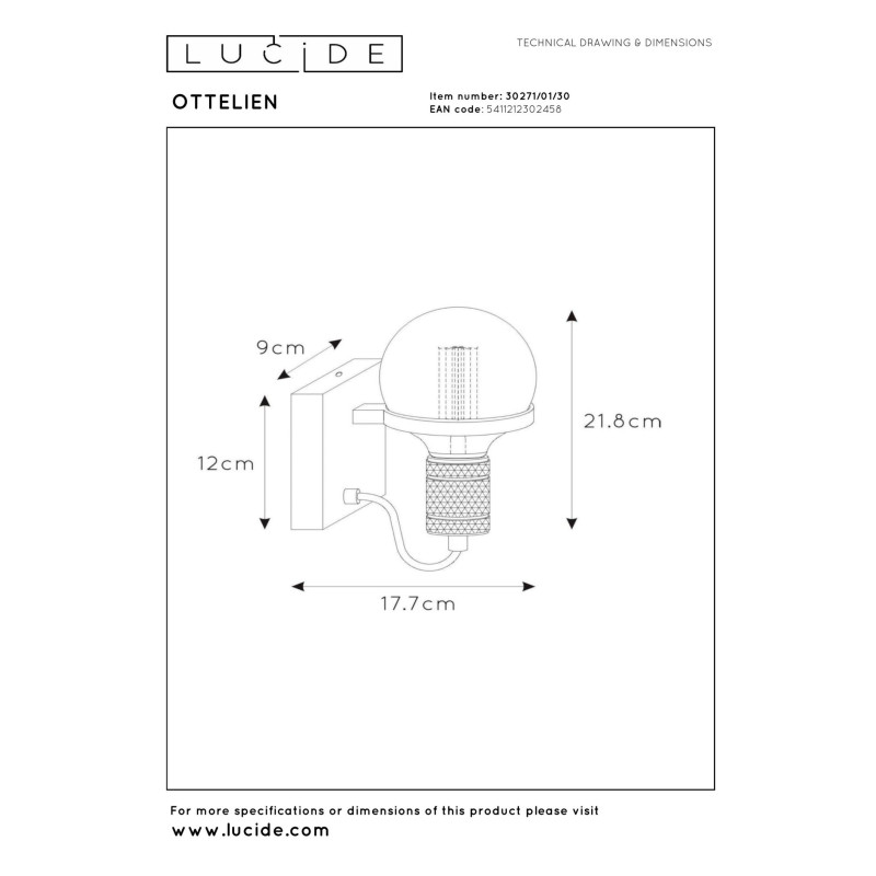 kinkiet OTTELIEN 30271/01/30 Lucide | Sklep z lampami kinkiet OTTELIEN 30271/01/30 Lucide | Sklep z lampami