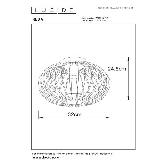 lampa sufitowa REDA 78199/01/30 Lucide | Sklep z lampami lampa sufitowa REDA 78199/01/30 Lucide | Sklep z lampami