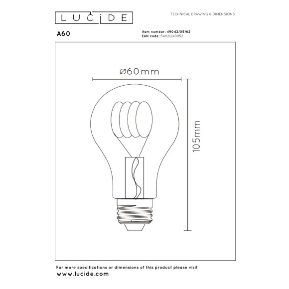 lampa LED BULB 49042/05/62 Lucide | Sklep z lampami lampa LED BULB 49042/05/62 Lucide | Sklep z lampami