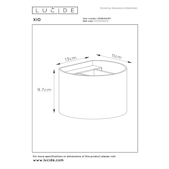 kinkiet XIO 09218/04/97 Lucide | Sklep z lampami