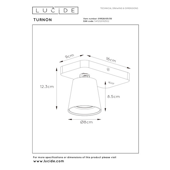 spot TURNON 09928/05/30 Lucide | Sklep z lampami spot TURNON 09928/05/30 Lucide | Sklep z lampami