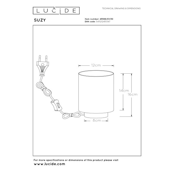 lampa stołowa SUZY 45588/01/30 Lucide | Sklep z lampami lampa stołowa SUZY 45588/01/30 Lucide | Sklep z lampami