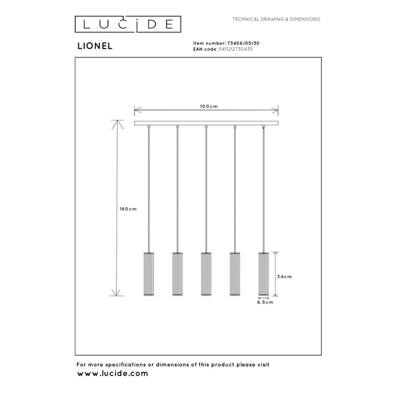 lampa wisząca LIONEL 73406/05/30 Lucide | Sklep z lampami lampa wisząca LIONEL 73406/05/30 Lucide | Sklep z lampami