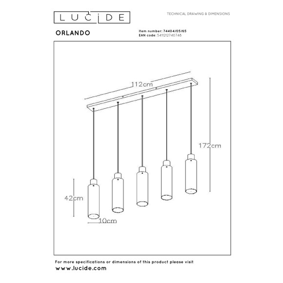 lampa wisząca ORLANDO 74404/05/65 Lucide | Sklep z lampami