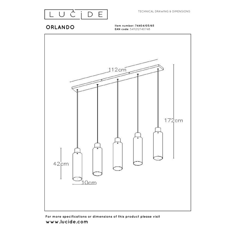 lampa wisząca ORLANDO 74404/05/65 Lucide | Sklep z lampami
