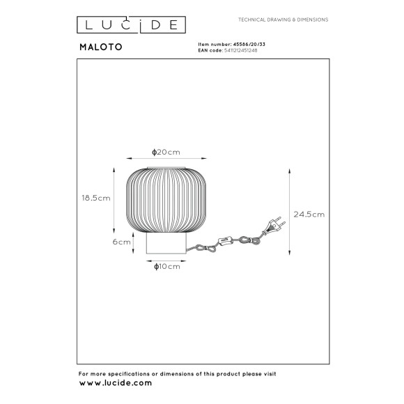 lampa stołowa MALOTO 45586/20/33 Lucide | Sklep z lampami lampa stołowa MALOTO 45586/20/33 Lucide | Sklep z lampami