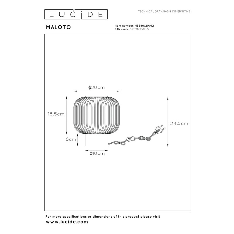 lampa stołowa MALOTO 45586/20/62 Lucide | Sklep z lampami lampa stołowa MALOTO 45586/20/62 Lucide | Sklep z lampami