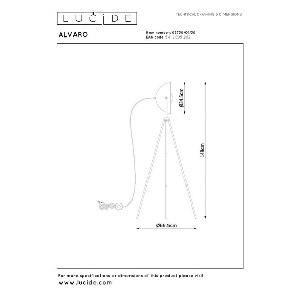 lampa podłogowa ALVARO 05730/01/30 Lucide | Sklep z lampami lampa podłogowa ALVARO 05730/01/30 Lucide | Sklep z lampami