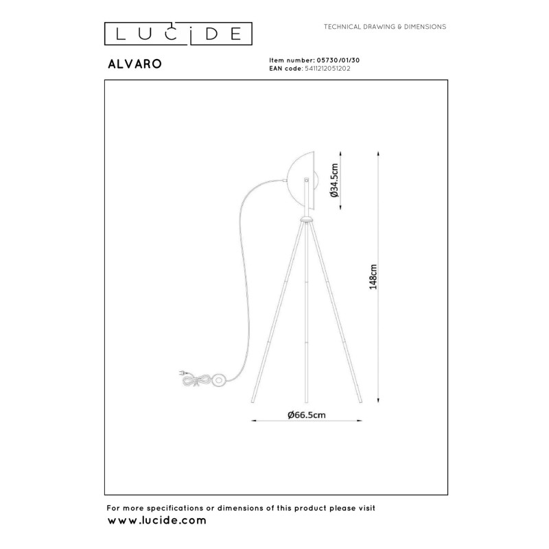 lampa podłogowa ALVARO 05730/01/30 Lucide | Sklep z lampami lampa podłogowa ALVARO 05730/01/30 Lucide | Sklep z lampami